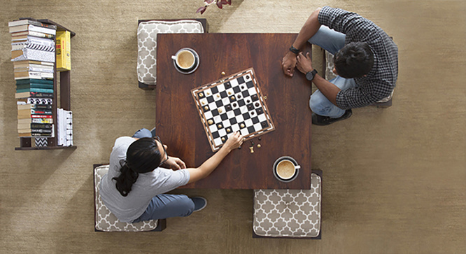 Tribal Coffee Table Set (Walnut & Morocco Lattice Beige)